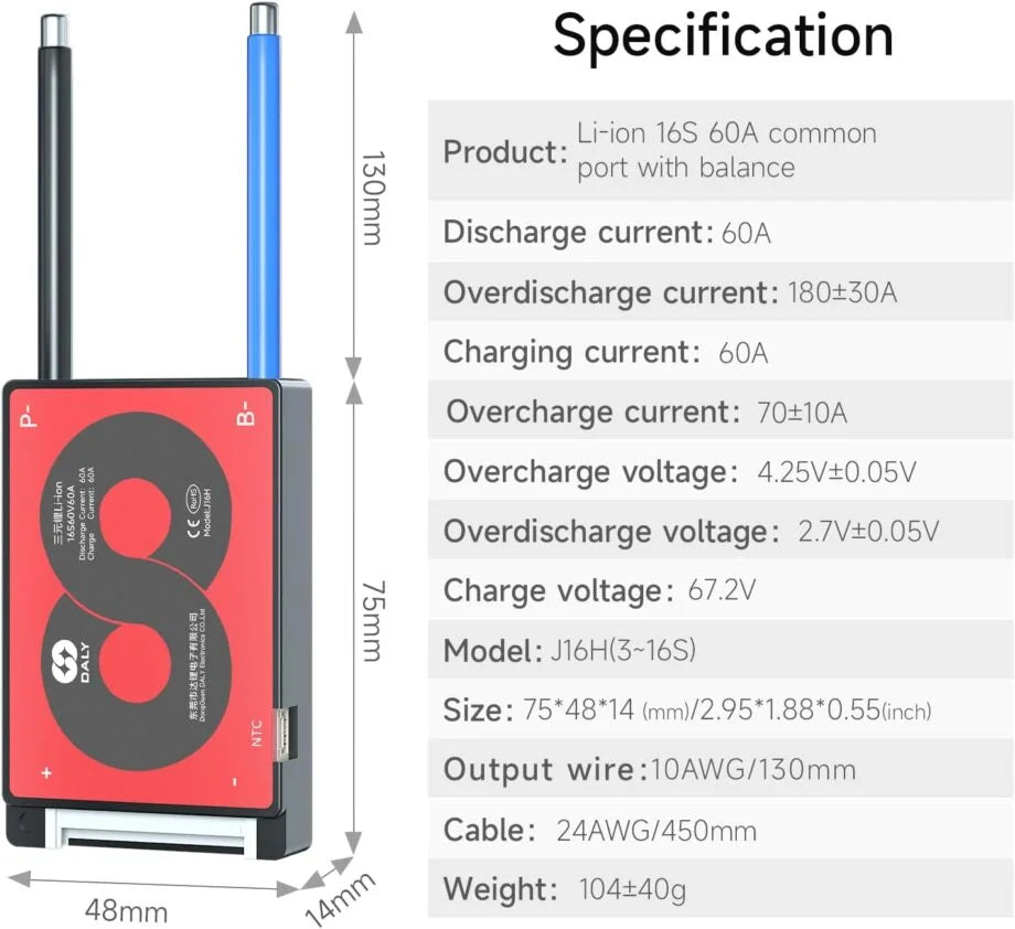 BMS 16S 60V 60A DALY – New generation