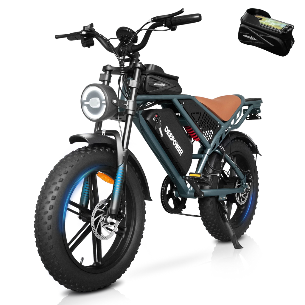 EU Stock DEEPOWER QS7 Electric Bicycle 1000W 48V 35AH Lithium Battery Electric Bike 20*4.0 Fat Tire Snow E-bike,dual shock absor