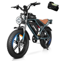 EU Stock DEEPOWER QS7 Electric Bicycle 1000W 48V 35AH Lithium Battery Electric Bike 20*4.0 Fat Tire Snow E-bike,dual shock absor