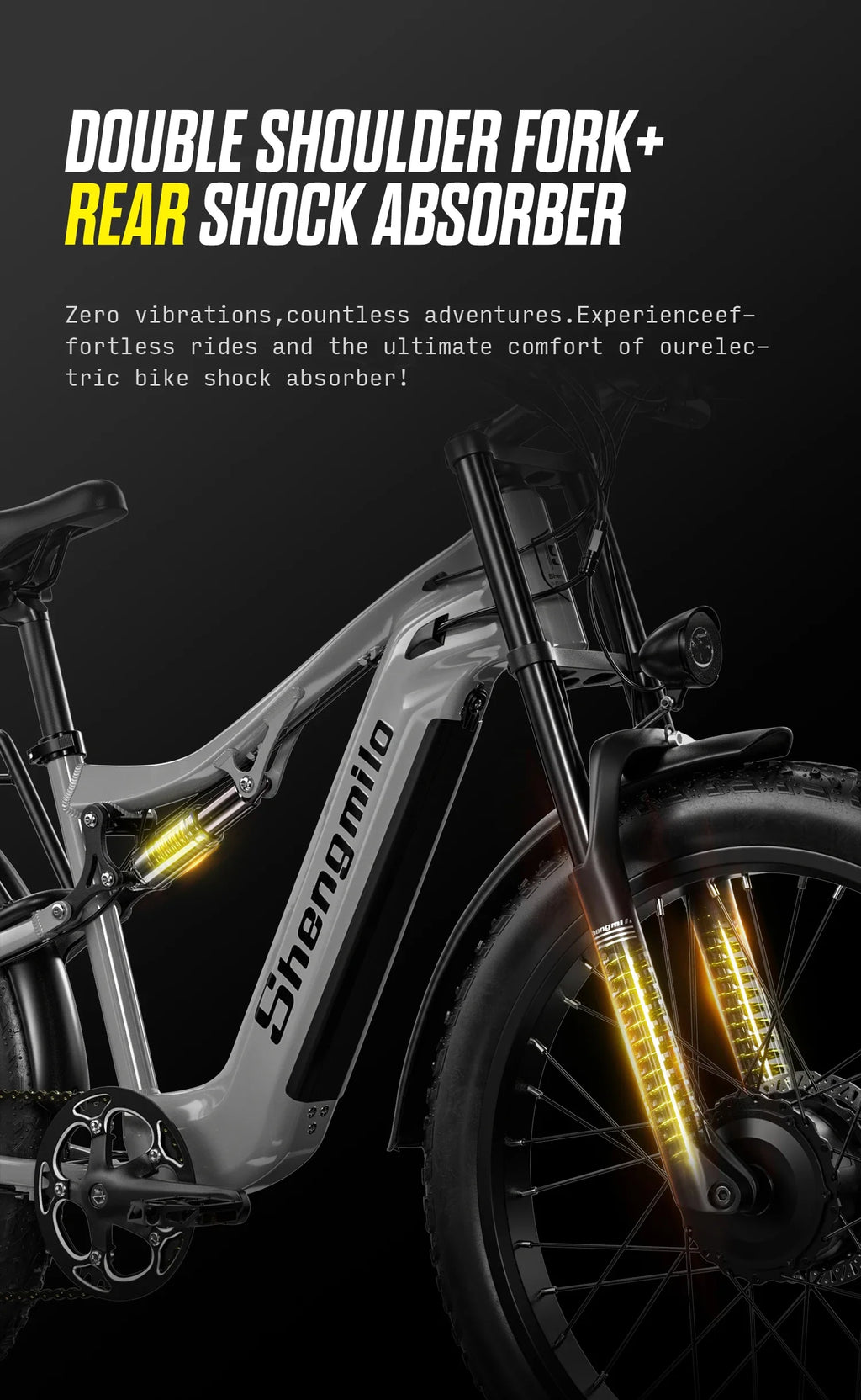 Shengmilo S600 Adult 2000W Men's E-Mountain ebike with Two Motors, 48V17.5AH840WH Battery,26 Inch Wide Tyre Men's Electric Bike