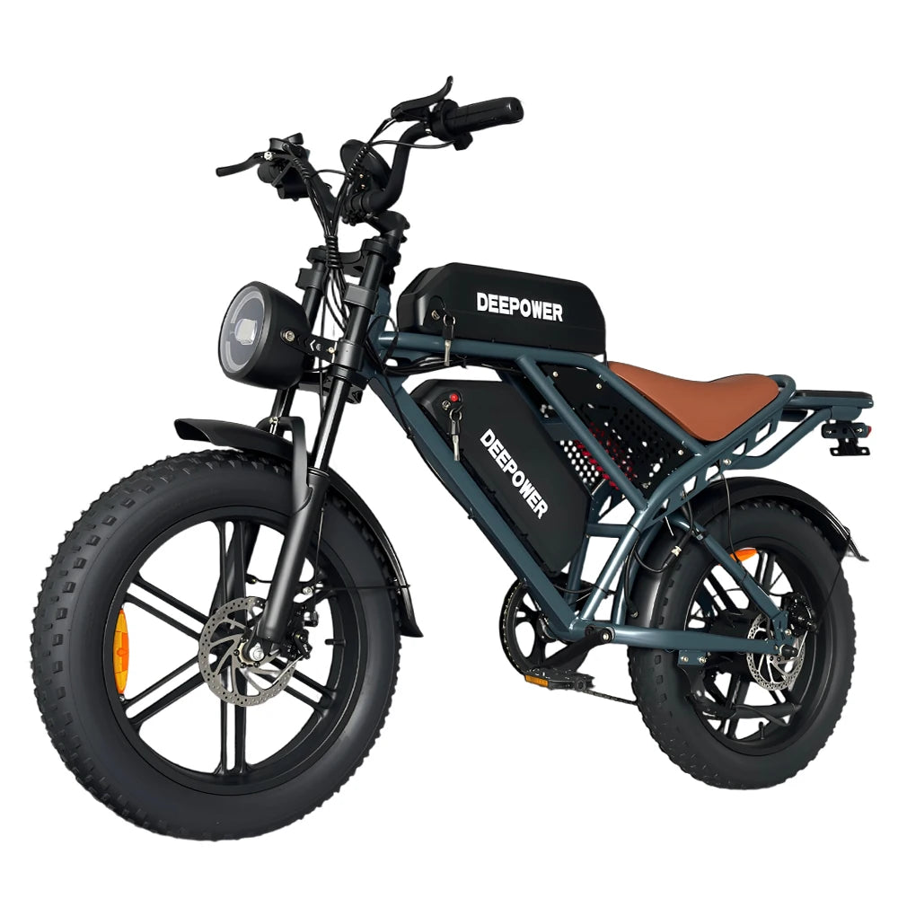 EU Stock DEEPOWER QS7 Electric Bicycle 1000W 48V 35AH Lithium Battery Electric Bike 20*4.0 Fat Tire Snow E-bike,dual shock absor