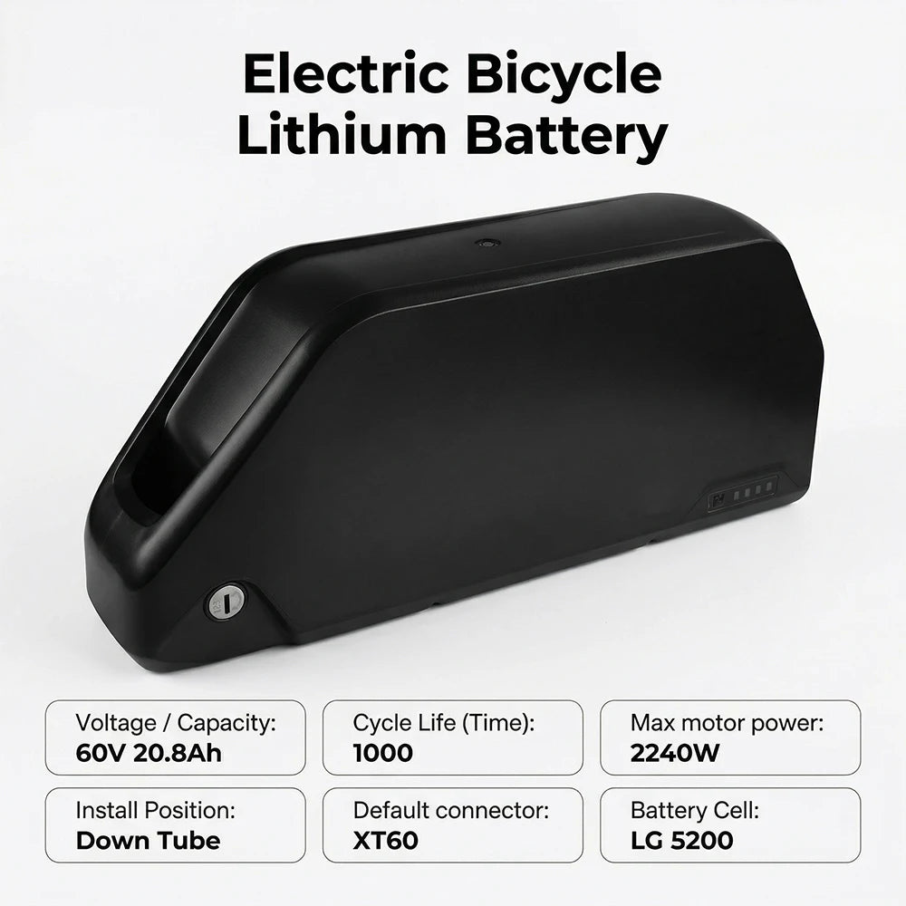 ΓΕΡΜΑΝΙΚΗ ΑΠΟΘΗΚΗ - DE Warehouse 60V 20.8Ah Lithium Battery with 5200mAh Cells 50A BMS XT60 for High Power Ebike