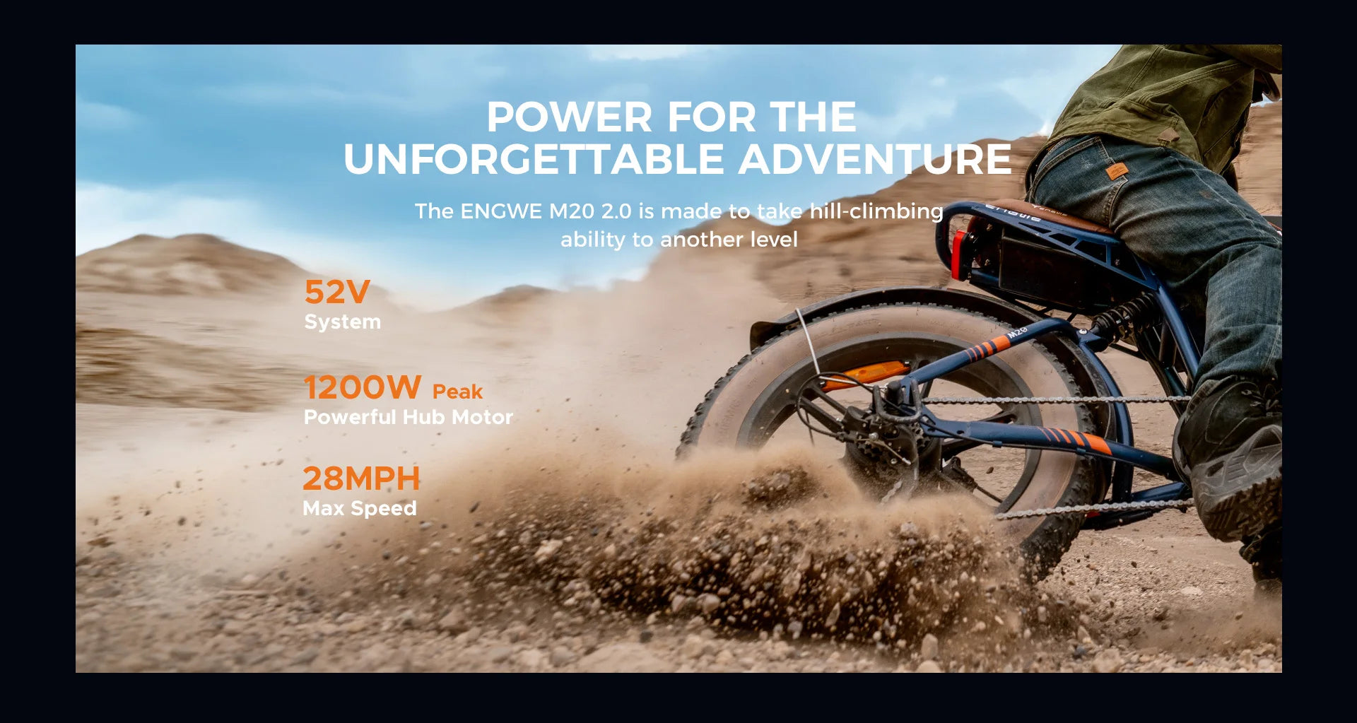 ENGWE M20 2.0 Electric Bicycle 750W Motor 52V15.6AH Mountain E-bike Off-road Electric Motorcycle 20*4.0 Fat Tire Electric Bike