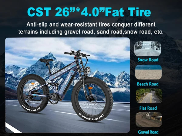 FREESKY M520 Electric cycle 1200W Motor 48V 41AH Battery 61 KM/H Speed 26 * Fat is Tow