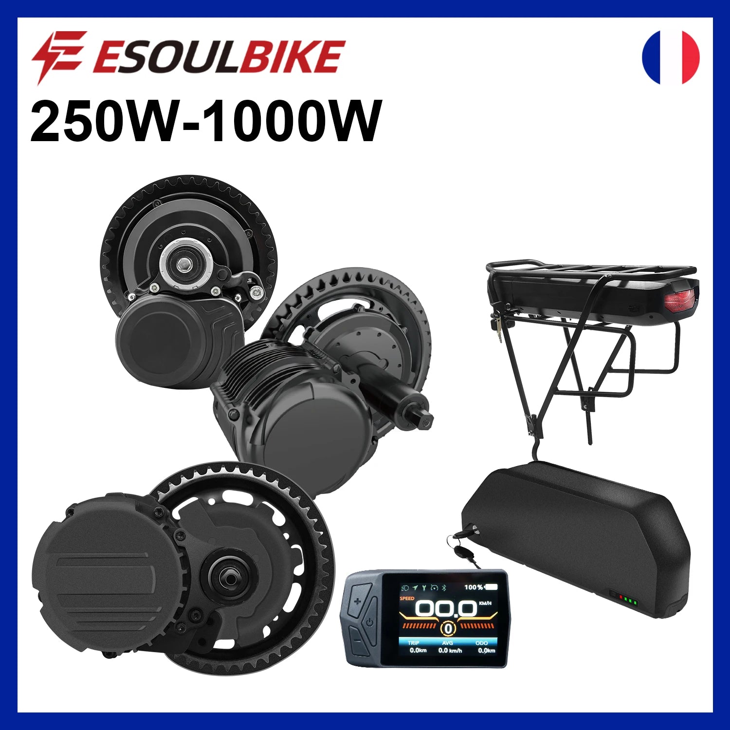 Tongsheng TSDZ16 1000W TSDZ8 48V 750W TSDZ2B 250W 350W Torque Sensor Mid Drive Motor Kit ebike Conversion Kit with 35Ah Battery