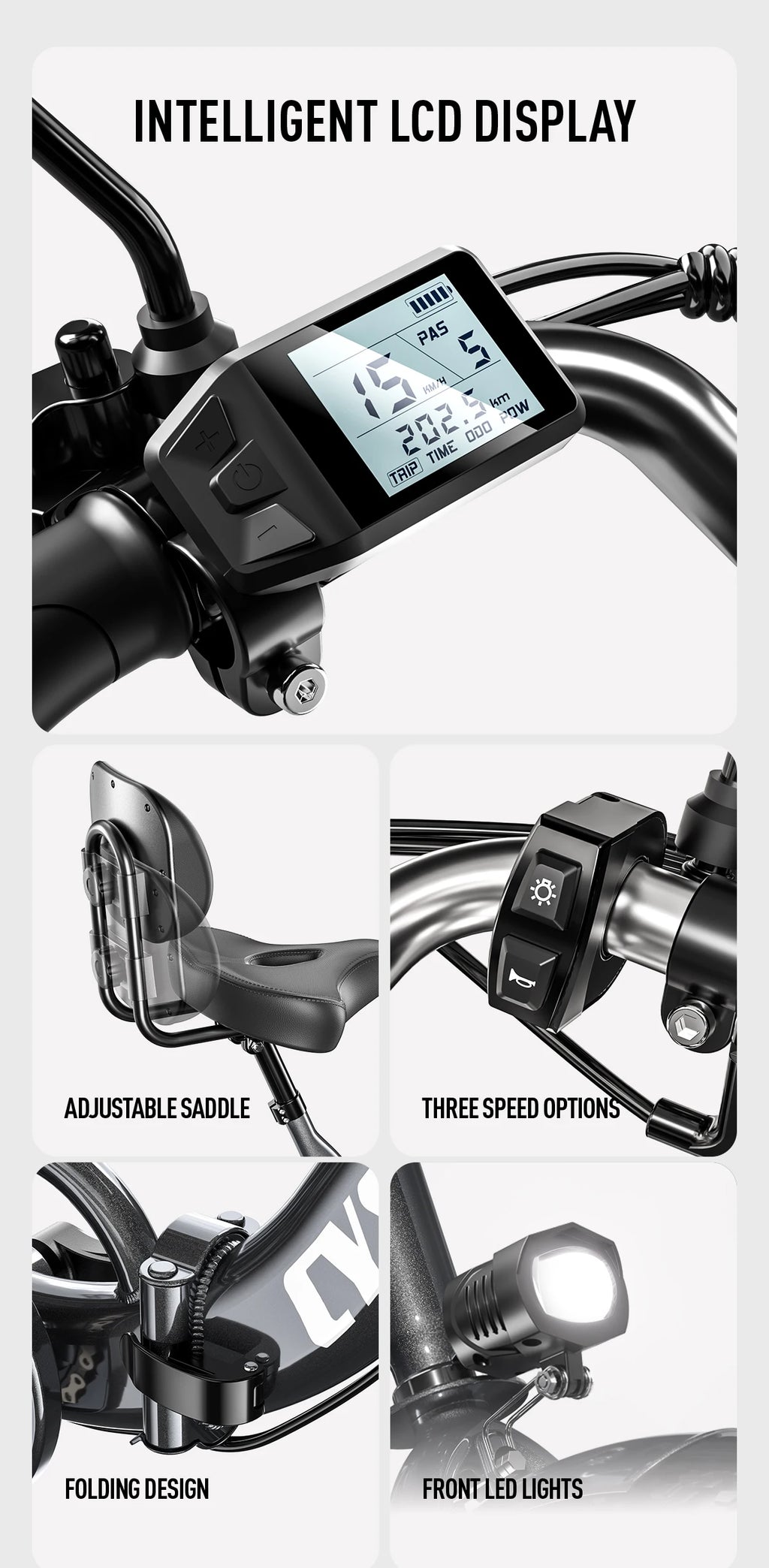 CYSUM T1 Pro Electric Tricycle, Pedal-Assist Three-Wheeled Electric Bike 16" Cargo Ebike with Generous Capacity 48V 22Ah Battery