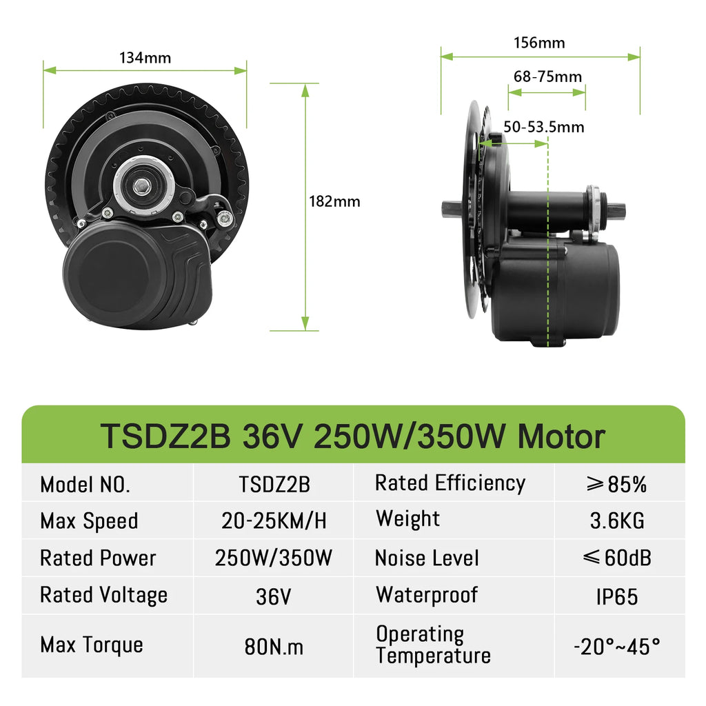 Tongsheng TSDZ16 1000W TSDZ8 48V 750W TSDZ2B 250W 350W Torque Sensor Mid Drive Motor Kit ebike Conversion Kit with 35Ah Battery