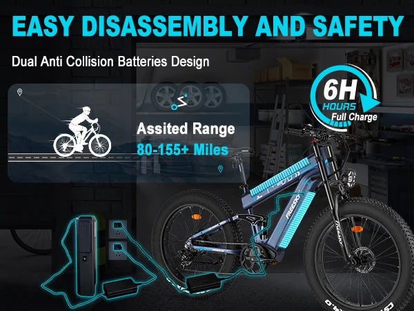 FREESKY M520 Electric cycle 1200W Motor 48V 41AH Battery 61 KM/H Speed 26 * Fat is Tow