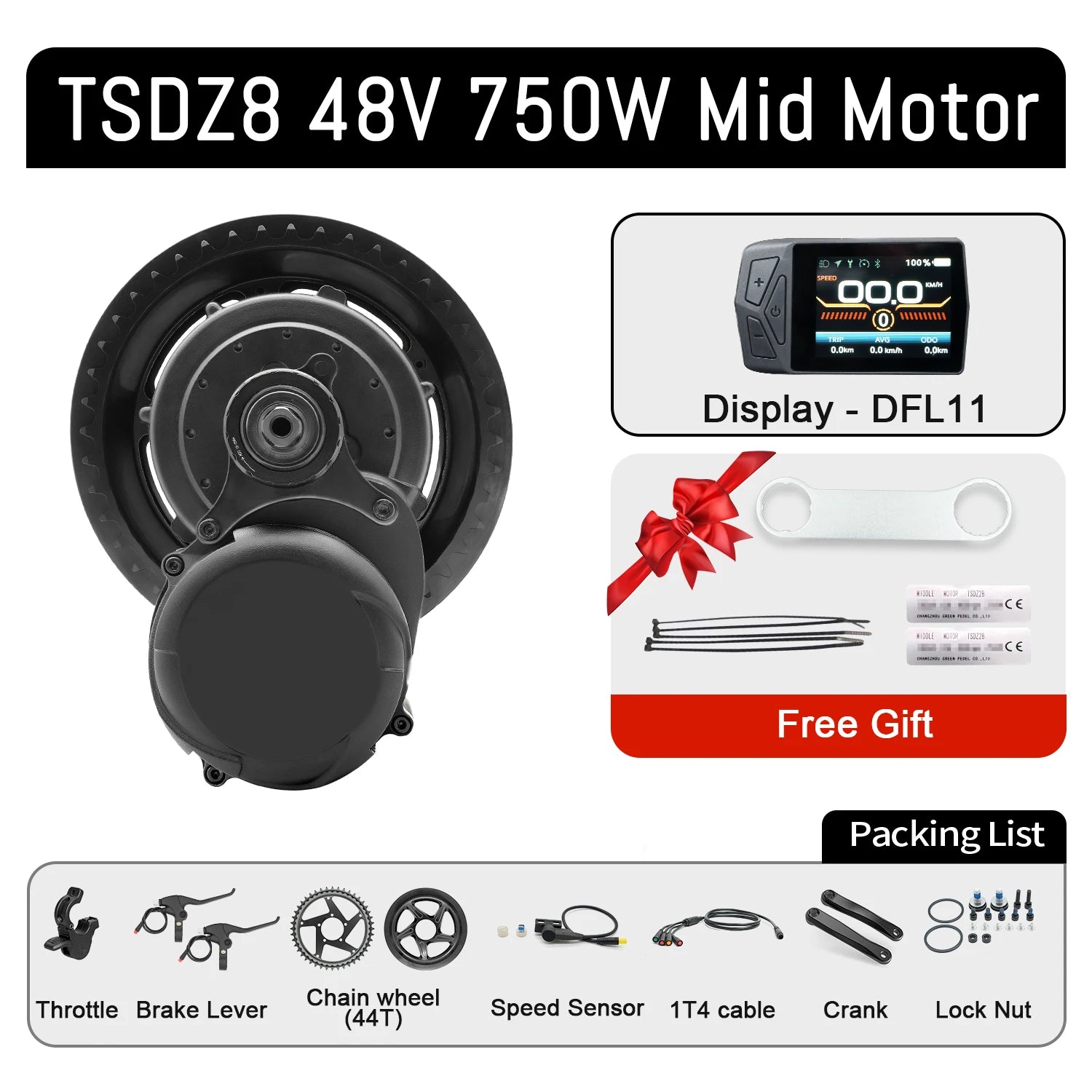 Tongsheng TSDZ16 1000W TSDZ8 48V 750W TSDZ2B 250W 350W Torque Sensor Mid Drive Motor Kit ebike Conversion Kit with 35Ah Battery