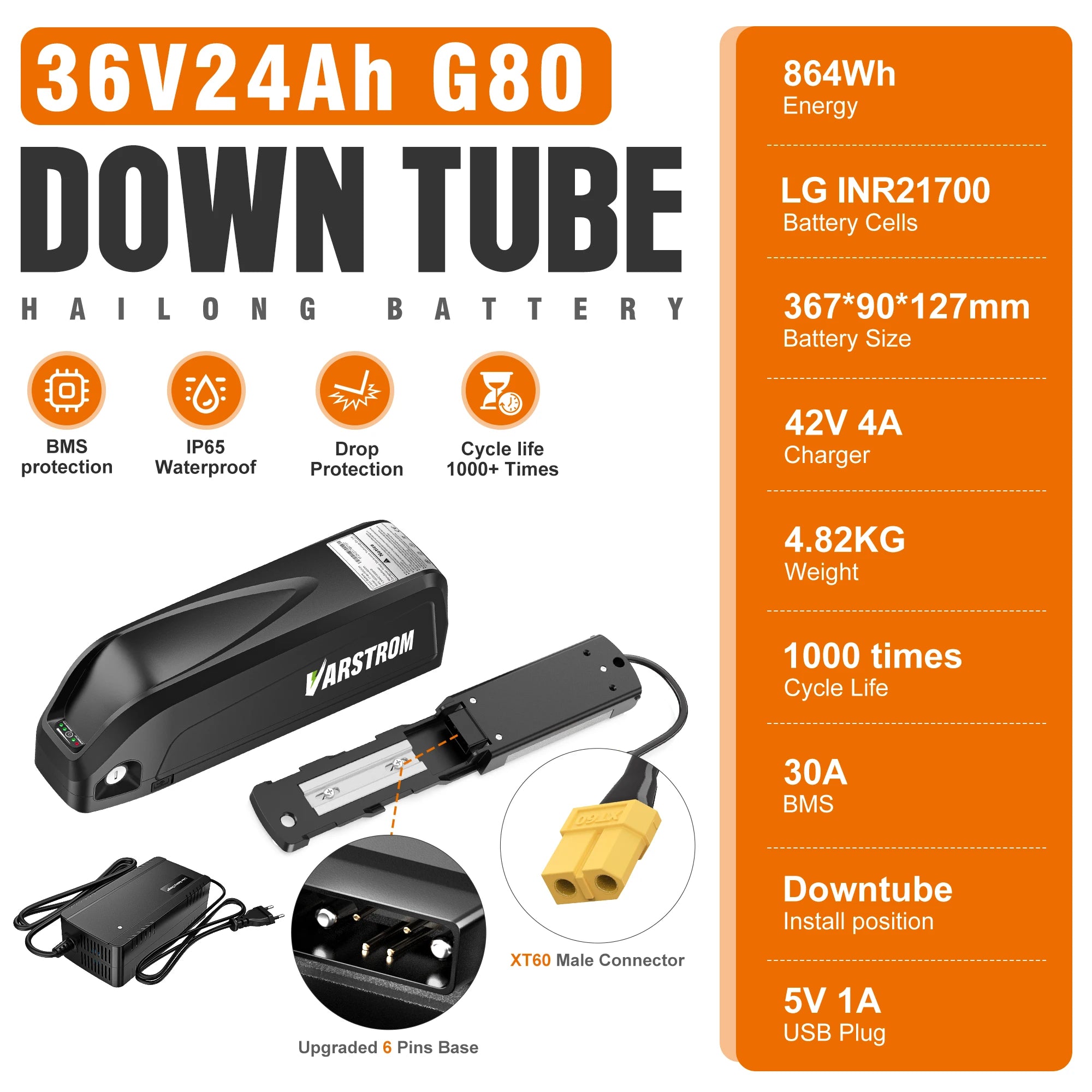 BAFANG Middle Motor 250 W 350 W 500 W BBS01B G340 Motor Mid Drive Motor Electric Bike Ebike Conversion Kit 13Ah 15.6Ah 24Ah Hailong Battery 18650 & 21700 Cells Kits  E-Bike Display Custom E-Bike Kits for BB 68/73 mm Mountain