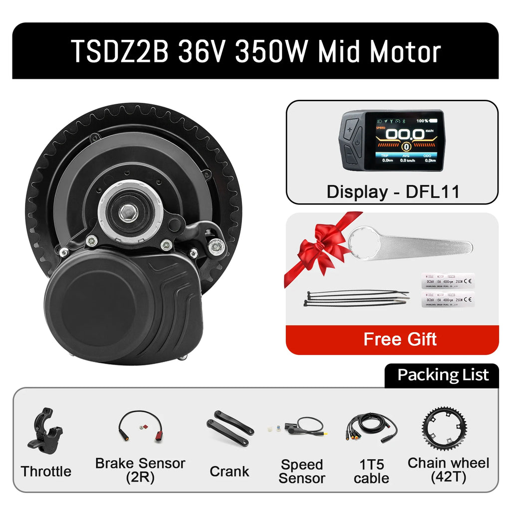 Tongsheng TSDZ16 1000W TSDZ8 48V 750W TSDZ2B 250W 350W Torque Sensor Mid Drive Motor Kit ebike Conversion Kit with 35Ah Battery