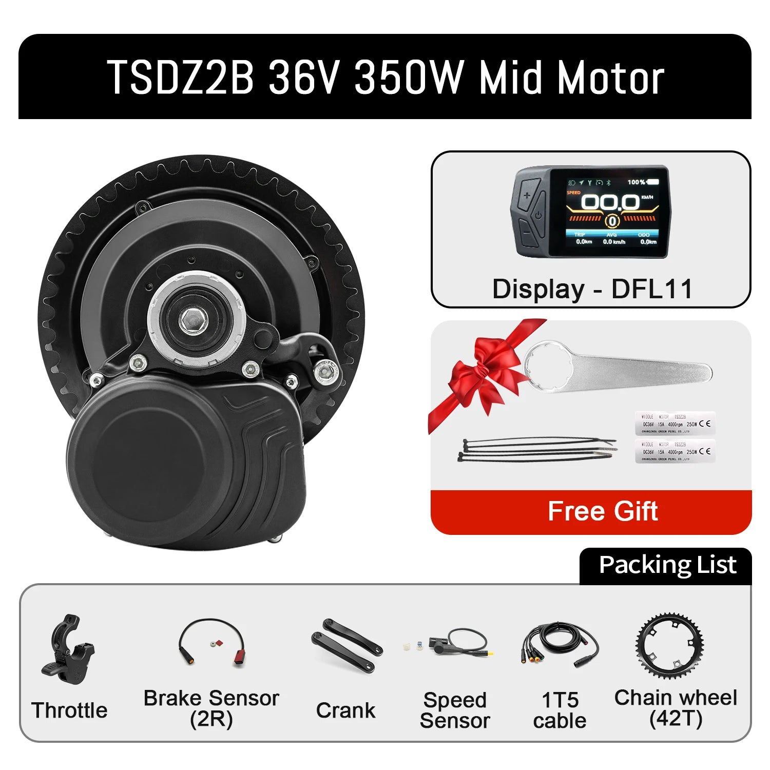Tongsheng TSDZ16 1000W TSDZ8 48V 750W TSDZ2B 250W 350W Torque Sensor Mid Drive Motor Kit ebike Conversion Kit with 35Ah Battery