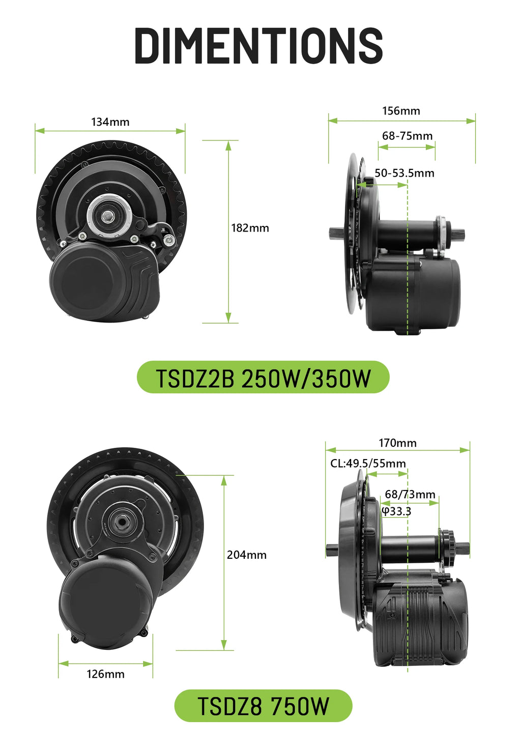 Tongsheng TSDZ16 1000W TSDZ8 48V 750W TSDZ2B 250W 350W Torque Sensor Mid Drive Motor Kit ebike Conversion Kit with 35Ah Battery