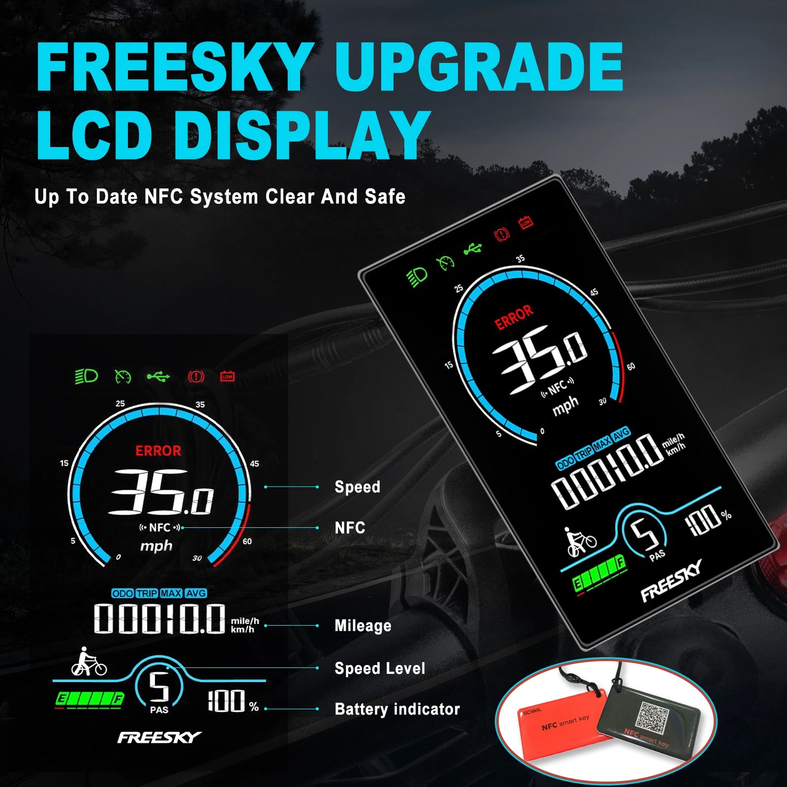 FREESKY M520 Electric cycle 1200W Motor 48V 41AH Battery 61 KM/H Speed 26 * Fat is Tow