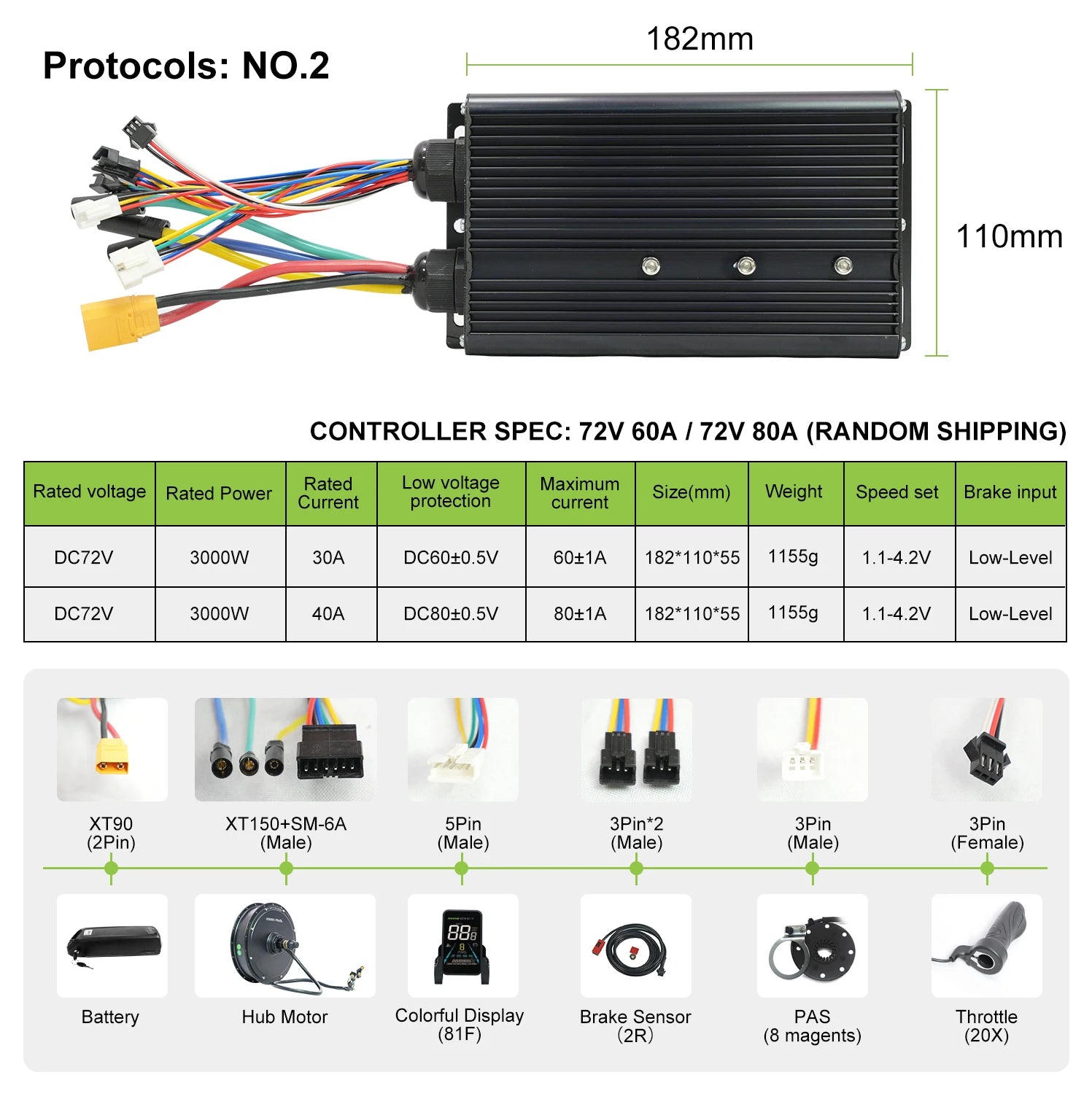 ebike conversion Kit 52V 2000W ebike kit 72V 3000W Rear Motor Wheel Hub Motor 1.75- 3.0Tire Electric Bicycle Bike Conversion Kit