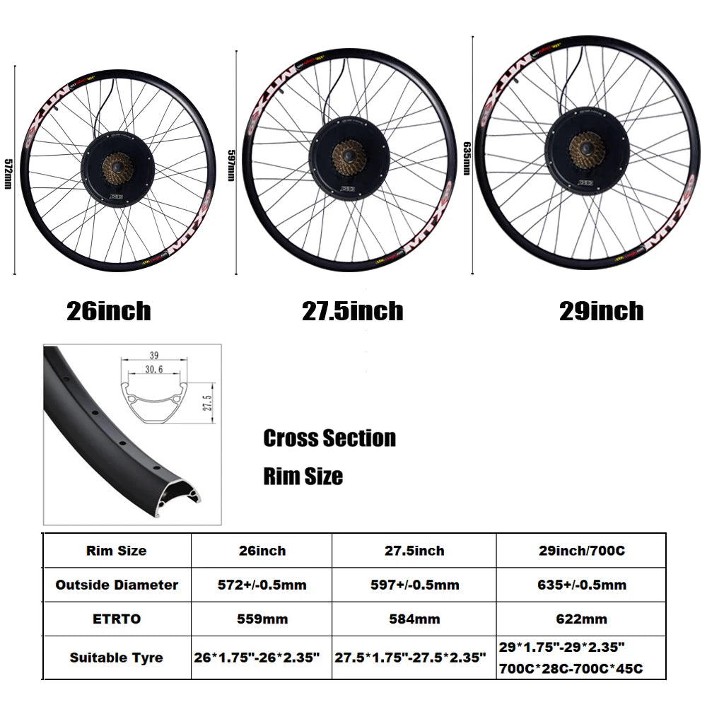 ΚΙΤ ΜΕΤΑΤΡΟΠΗΣ ΠΟΔΗΛΑΤΟΥ 48V battery 26in 27.5in 29inch e-bike 48V 1000W - 1500W