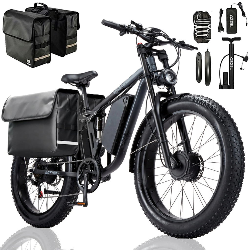 ORZEL K17 Electric bicycle 2000W Dual Motor 26" 45KM/H Speed 120KM Range 25Ah Battery