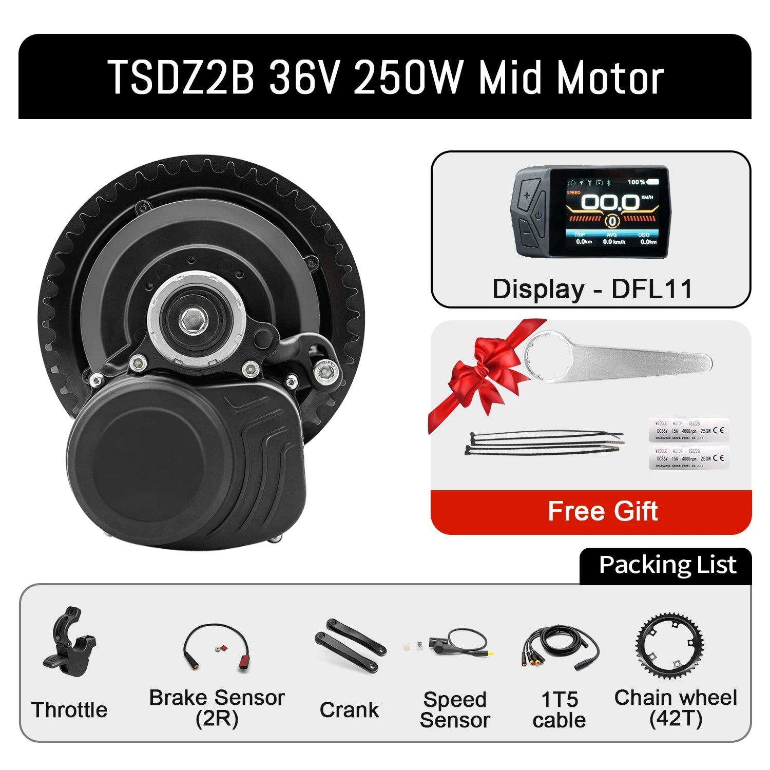 Tongsheng TSDZ16 1000W TSDZ8 48V 750W TSDZ2B 250W 350W Torque Sensor Mid Drive Motor Kit ebike Conversion Kit with 35Ah Battery
