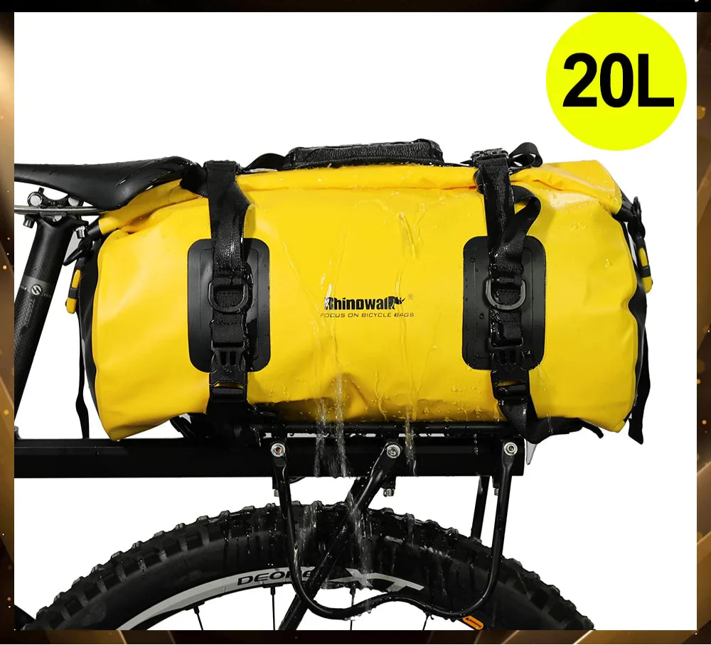 NNEOBA 20L Waterproof Bike Pannier Bag Rear Trunk Saddle Bag Yellow