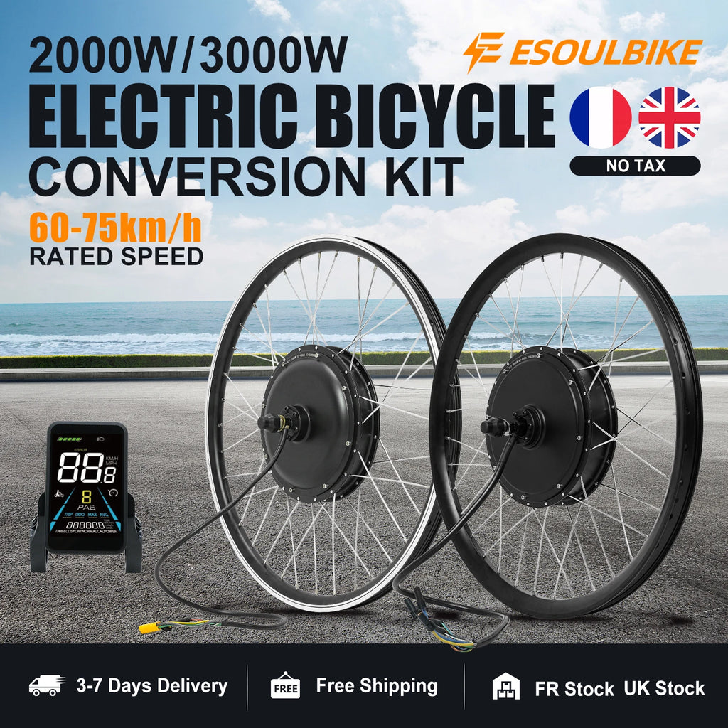 ebike conversion Kit 52V 2000W ebike kit 72V 3000W Rear Motor Wheel Hub Motor 1.75- 3.0Tire Electric Bicycle Bike Conversion Kit