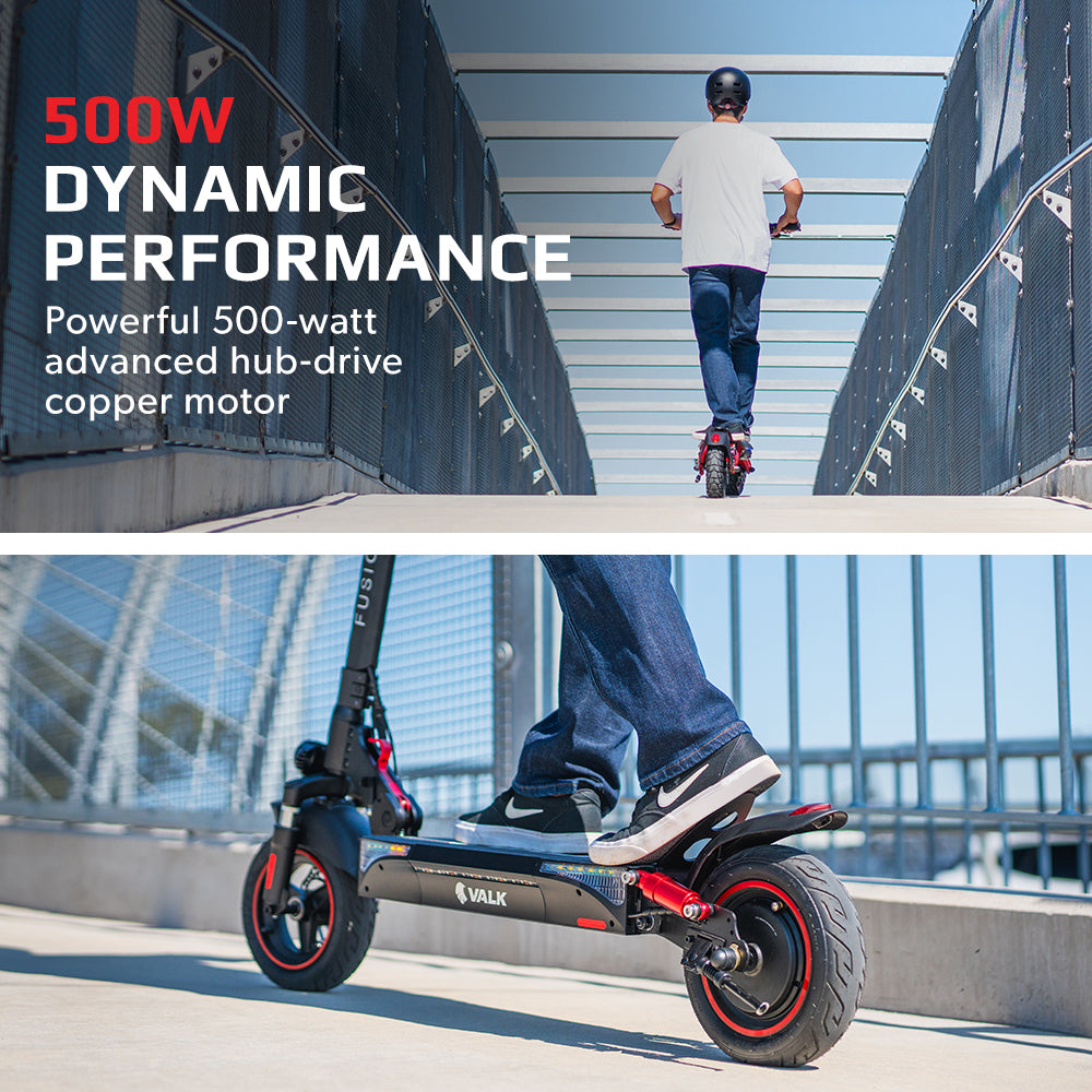 NNEDSZ VALK Fusion 5 Electric Scooter, 500W 48V 13Ah Lithium 50km Range 40km/h Quad Shocks 10 inch Tyres,
